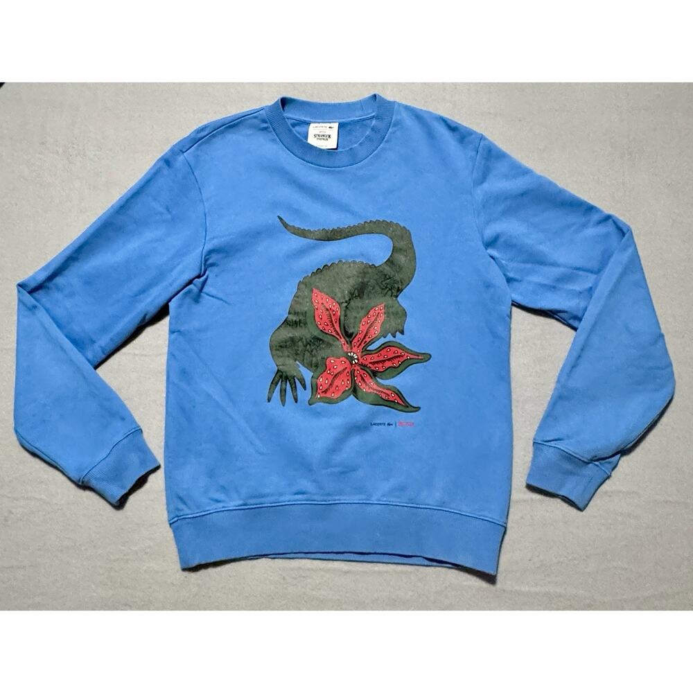 Lacoste x Netflix Stranger Things Demogorgon Sweatshirt Blue Organic Cotton 4